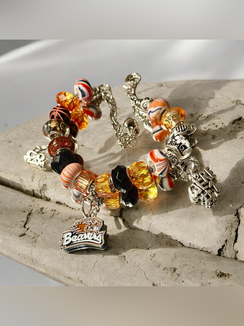 Oregon State beaded charm Bracelet NCAA Beavers